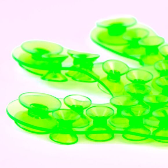 Hand Shaped Double Sided Suction Cup Mats in Green, Non-Slip Holders, 4 Pack - Picture 4 of 4